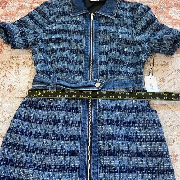 Jason Wu Collared Tweed Denim Mini Belted Dress Womens Size M NWT - Picture 5 of 9